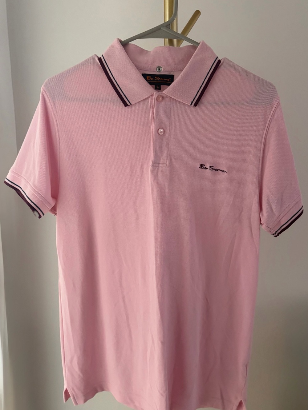 Ben Sherman Light Pink Polo with Navy Contrast Trim